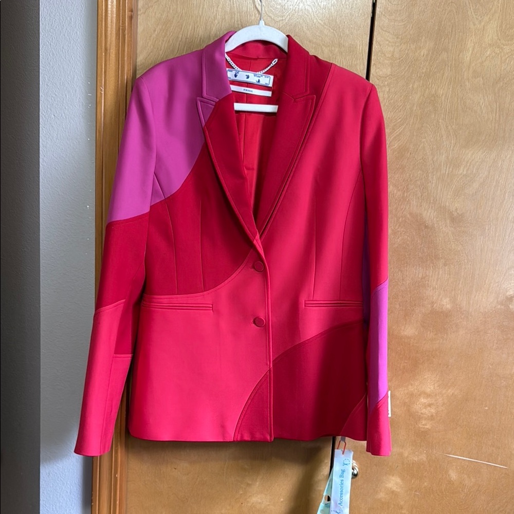 Off-White Red and Pink Blazer Tailored Suit Jacket